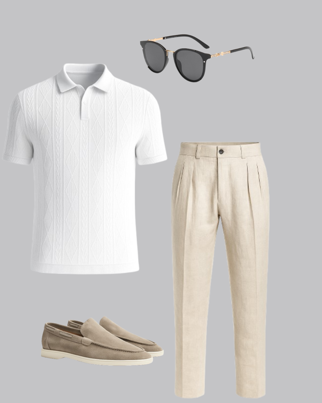 Grécia Set: Buy a Linen Shirt and Pants and Get a Pair of Loafers + Sunglasses!