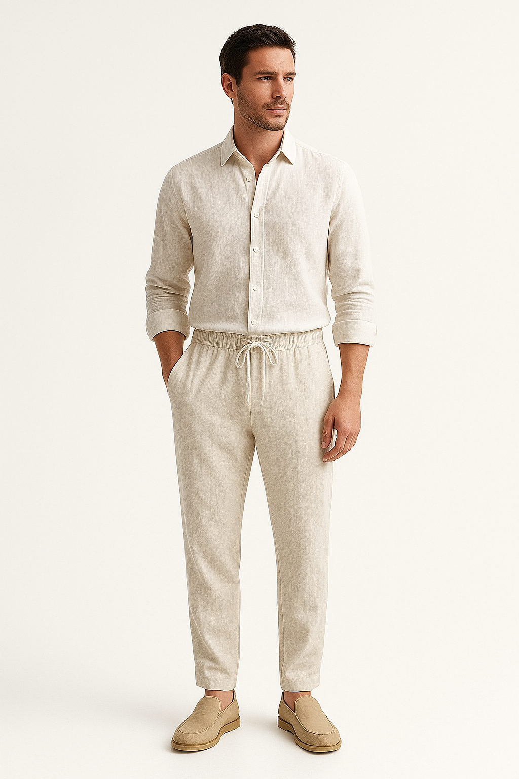 Men's Stylish Linen Trousers Slim Fit Summer Comfort
