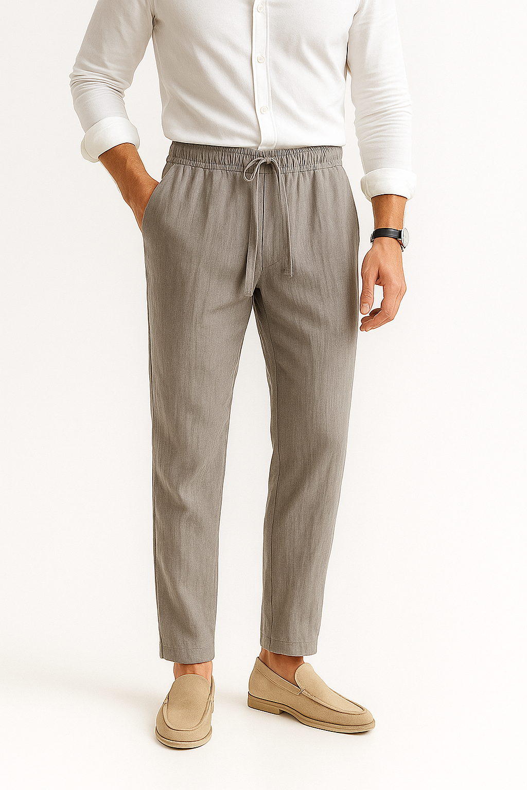 Men's Stylish Linen Trousers Slim Fit Summer Comfort