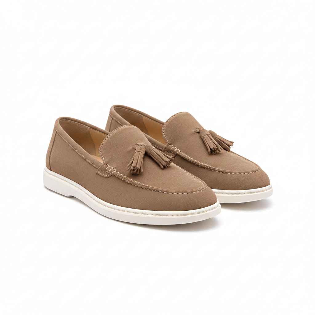 Leather Fringe Slip-on Shoes