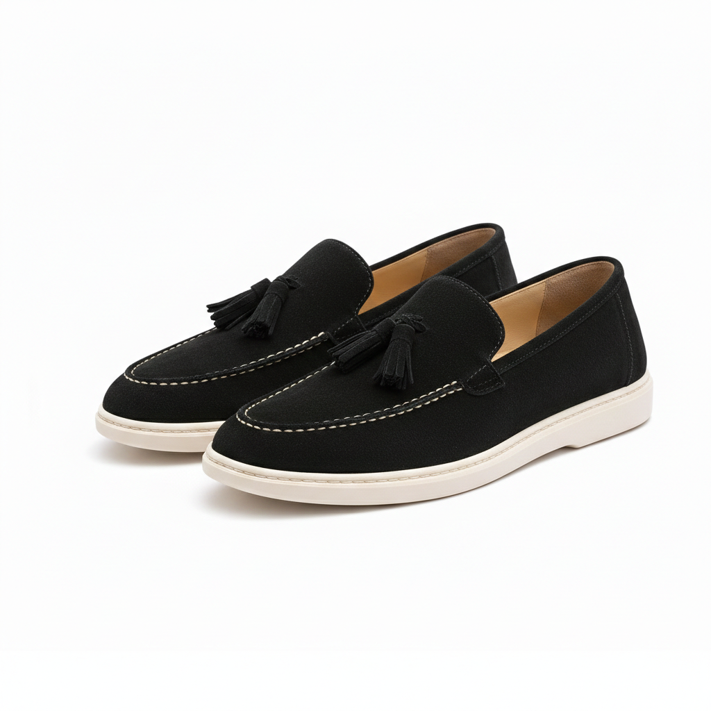Leather Fringe Slip-on Shoes