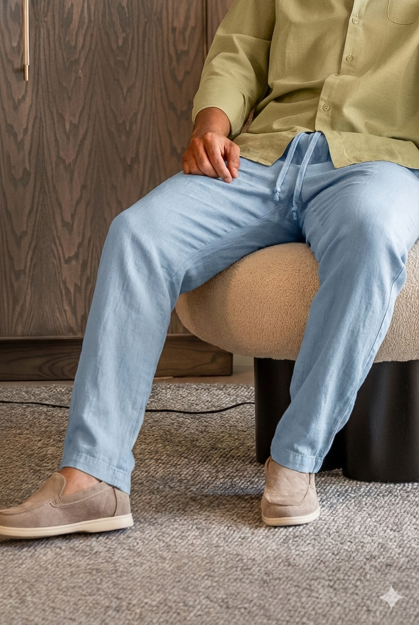 Casual Summer Men's Linen Trousers Relaxed Fit