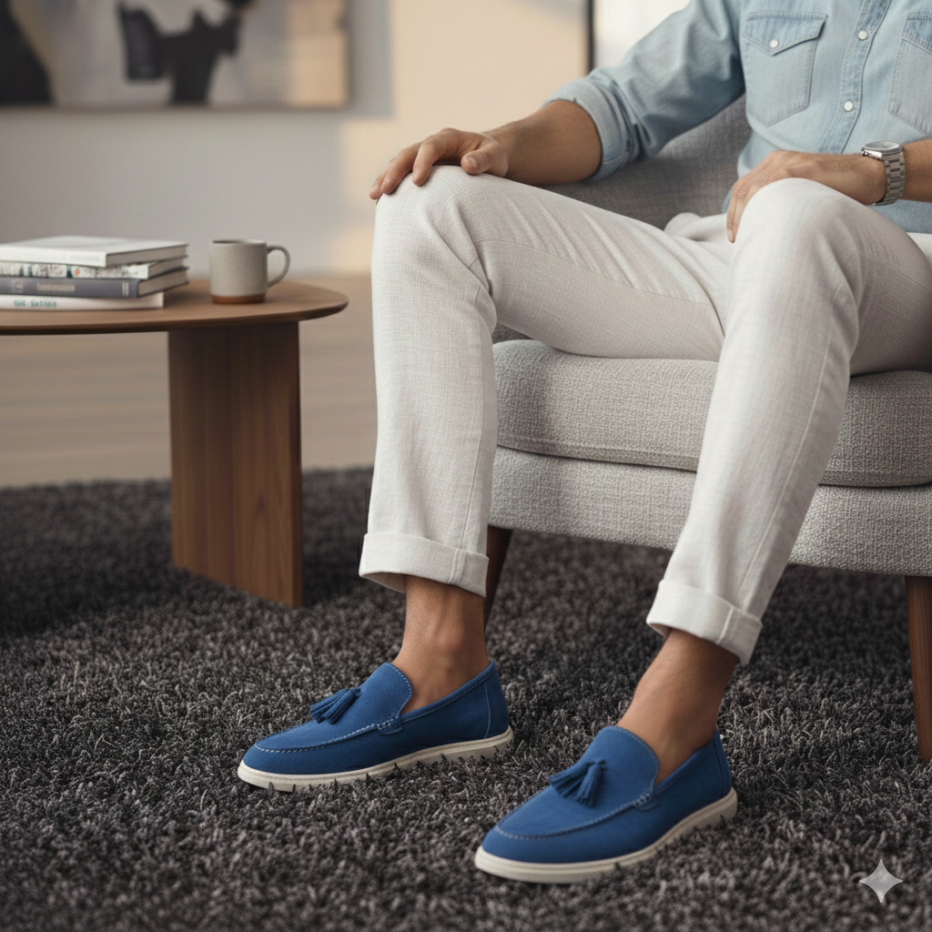 Leather Fringe Slip-on Shoes