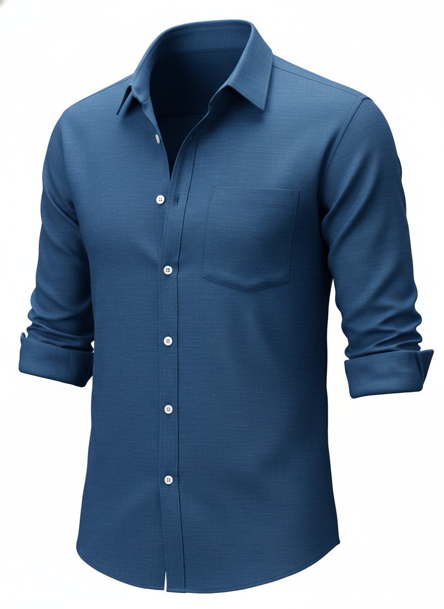 Men's Casual Cotton Linen Solid Shirt For Youth