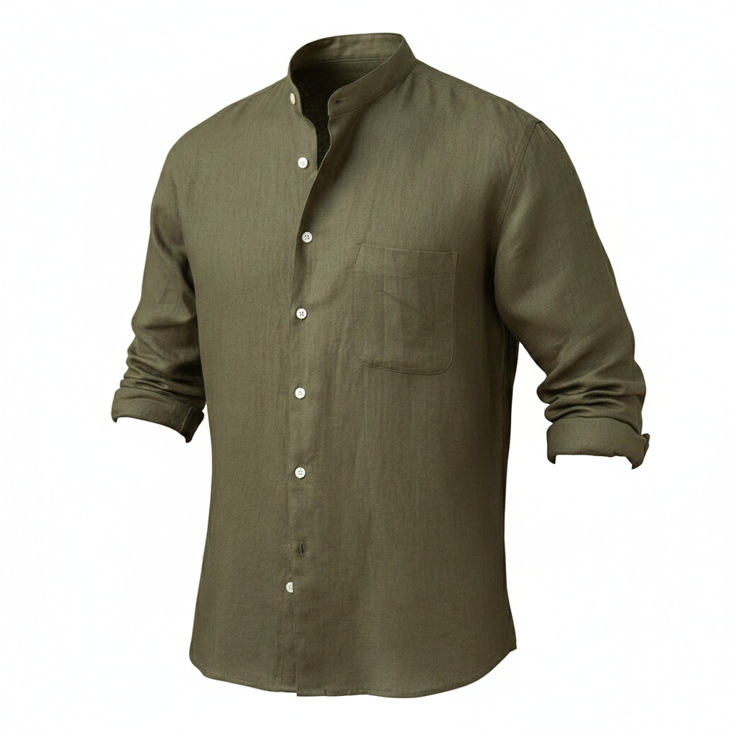 Men's Travel-Friendly Lightweight Breezy Linen Long Sleeve Top