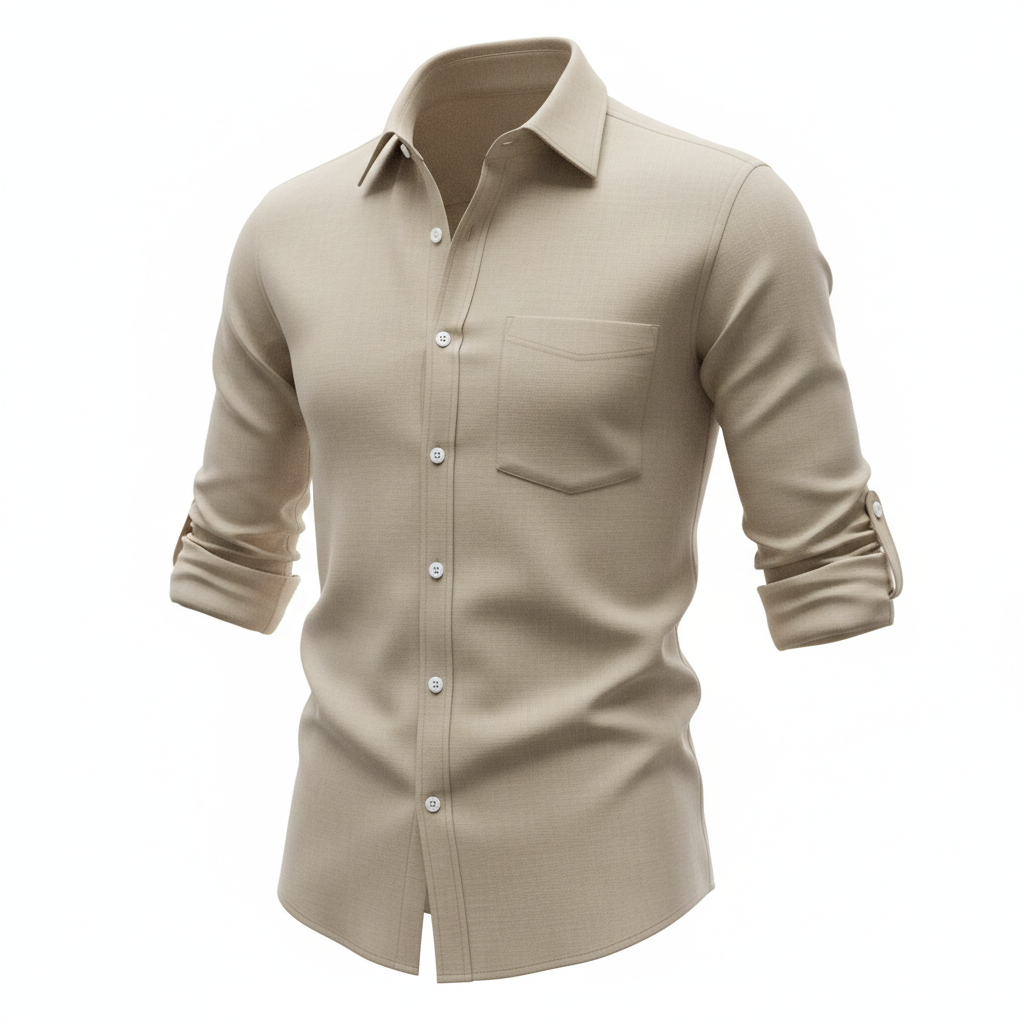 Men's Casual Cotton Linen Solid Shirt For Youth