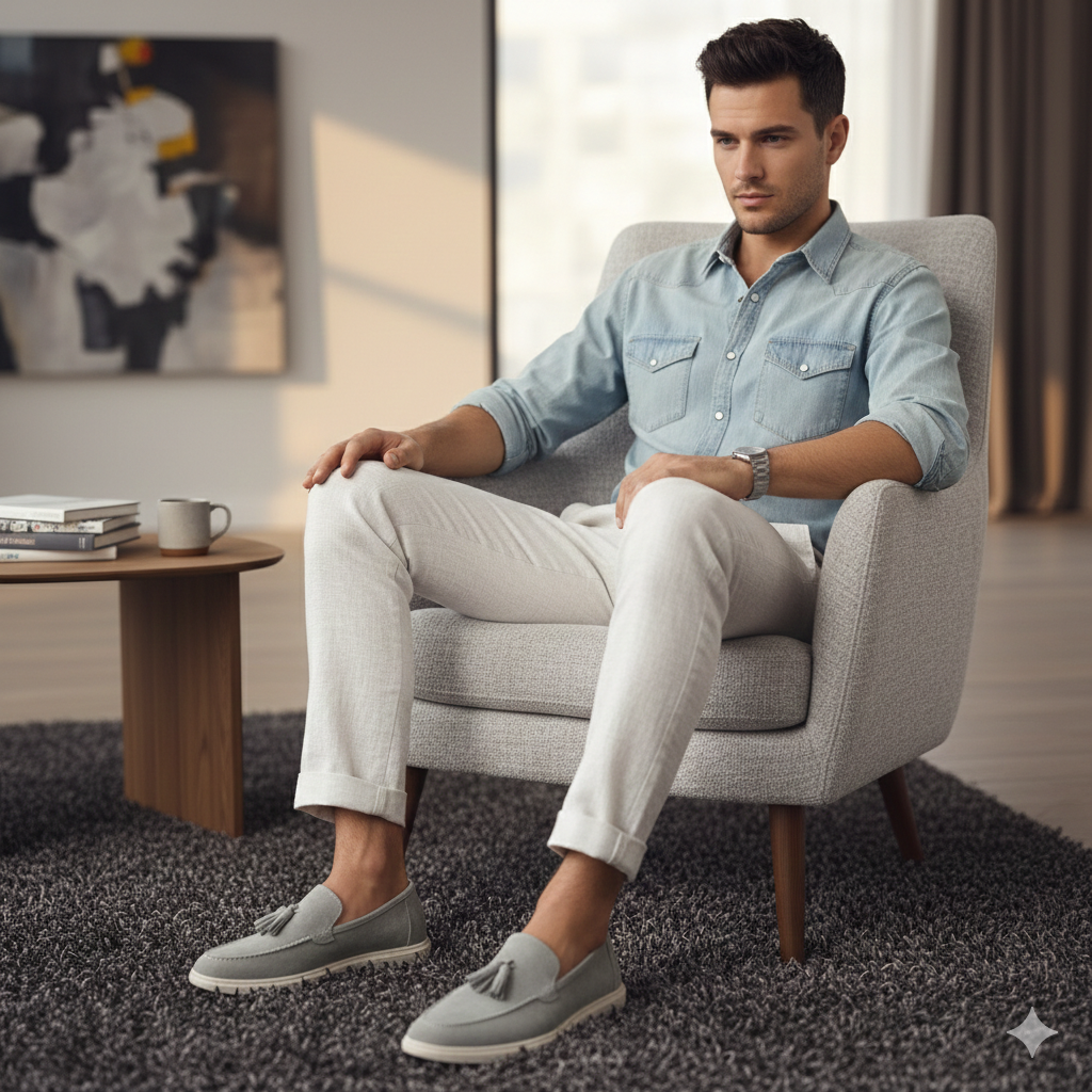 Leather Fringe Slip-on Shoes