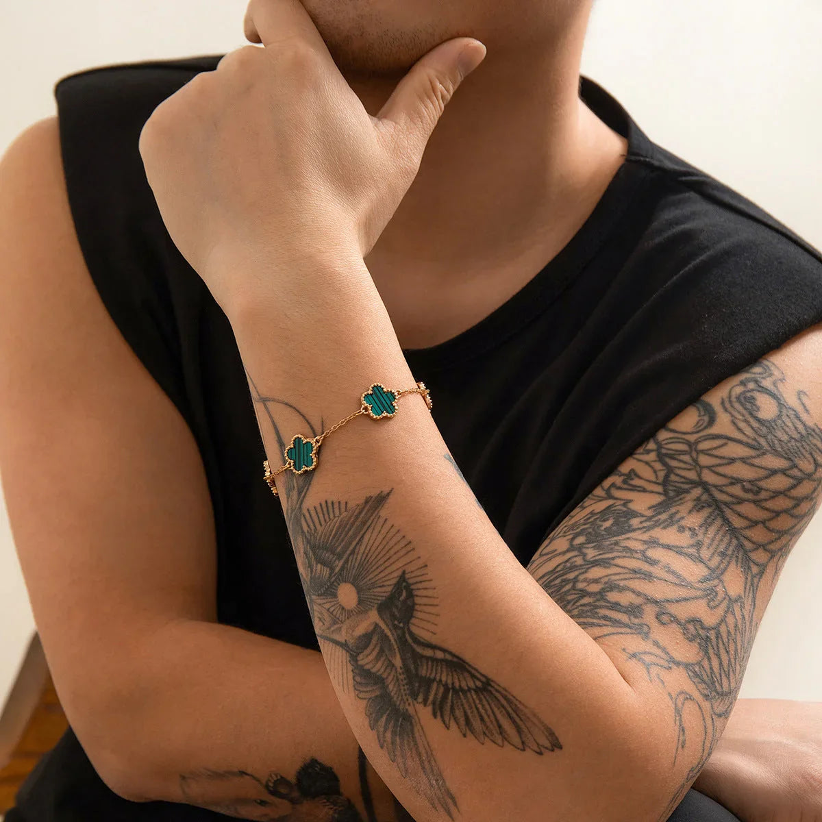 Men's Five-Leaf Flower Bracelet FlowBorder