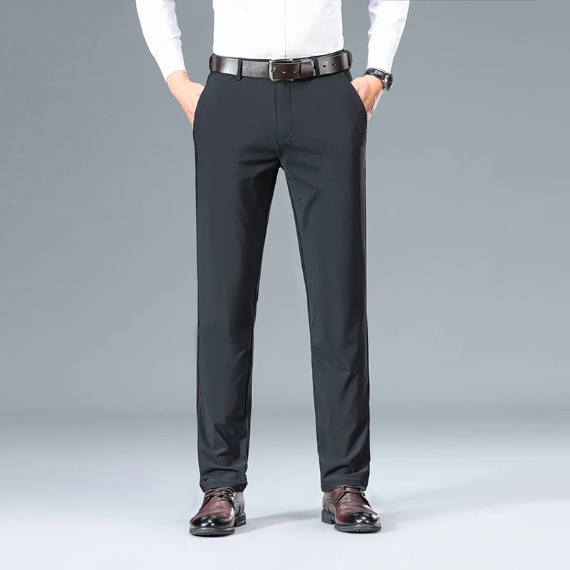 High-tech Waterproof Ice Silk New Brand Casual Fashion Long Dress Pants Straight Business Office Trousers Mens Clothes 2025