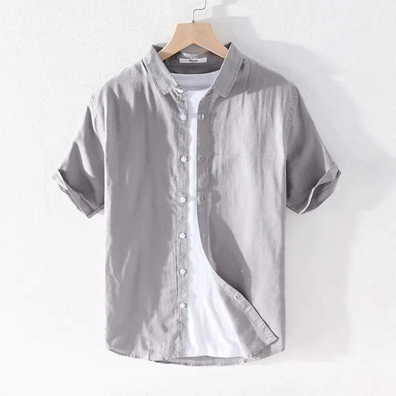 Men's Breathable Cotton Linen Shirt Minha loja