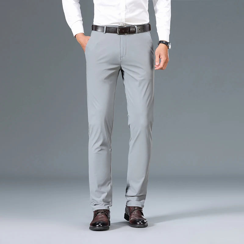 High-tech Waterproof Ice Silk New Brand Casual Fashion Long Dress Pants Straight Business Office Trousers Mens Clothes 2025