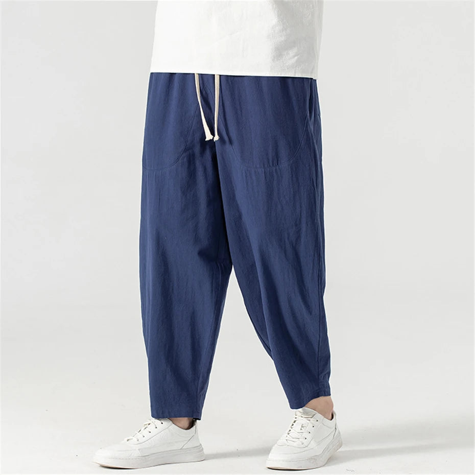 Men's Casual Cotton-Linen Trousers Minha loja
