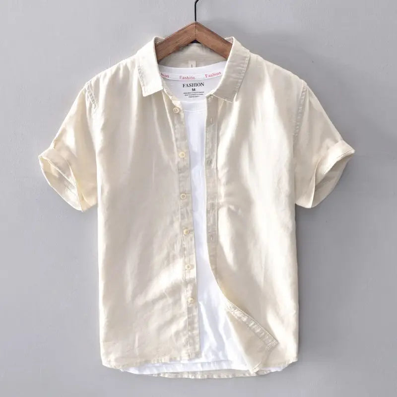 Men's Breathable Cotton Linen Shirt Minha loja