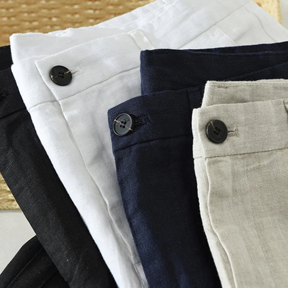 Men's Casual Linen Trousers for Summer Minha loja