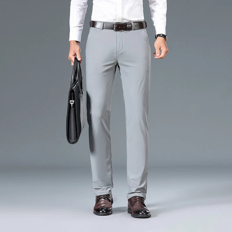 High-tech Waterproof Ice Silk New Brand Casual Fashion Long Dress Pants Straight Business Office Trousers Mens Clothes 2025