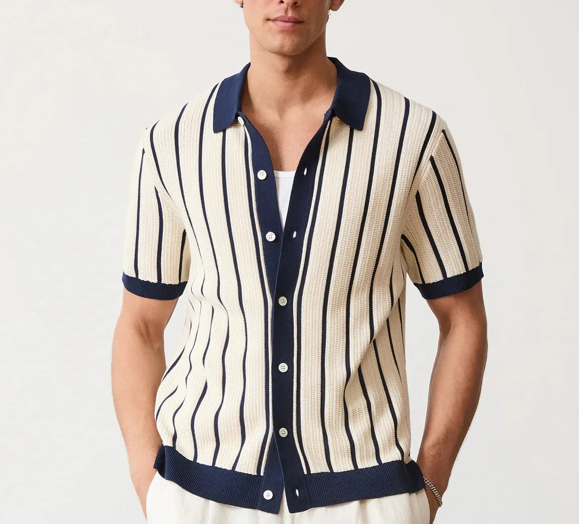 Men's Striped Short-Sleeve Shirt Minha loja