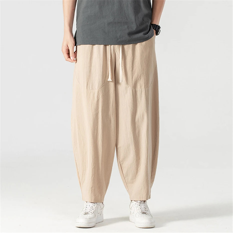 Men's Casual Cotton-Linen Trousers Minha loja