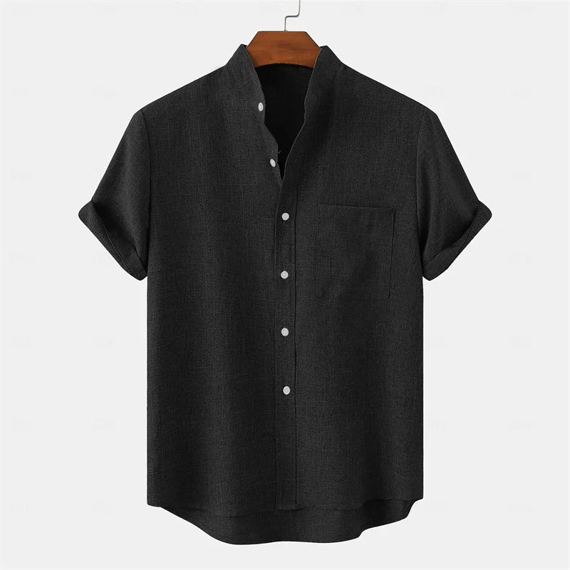 Men's Collarless Printed Travel Shirt Minha loja