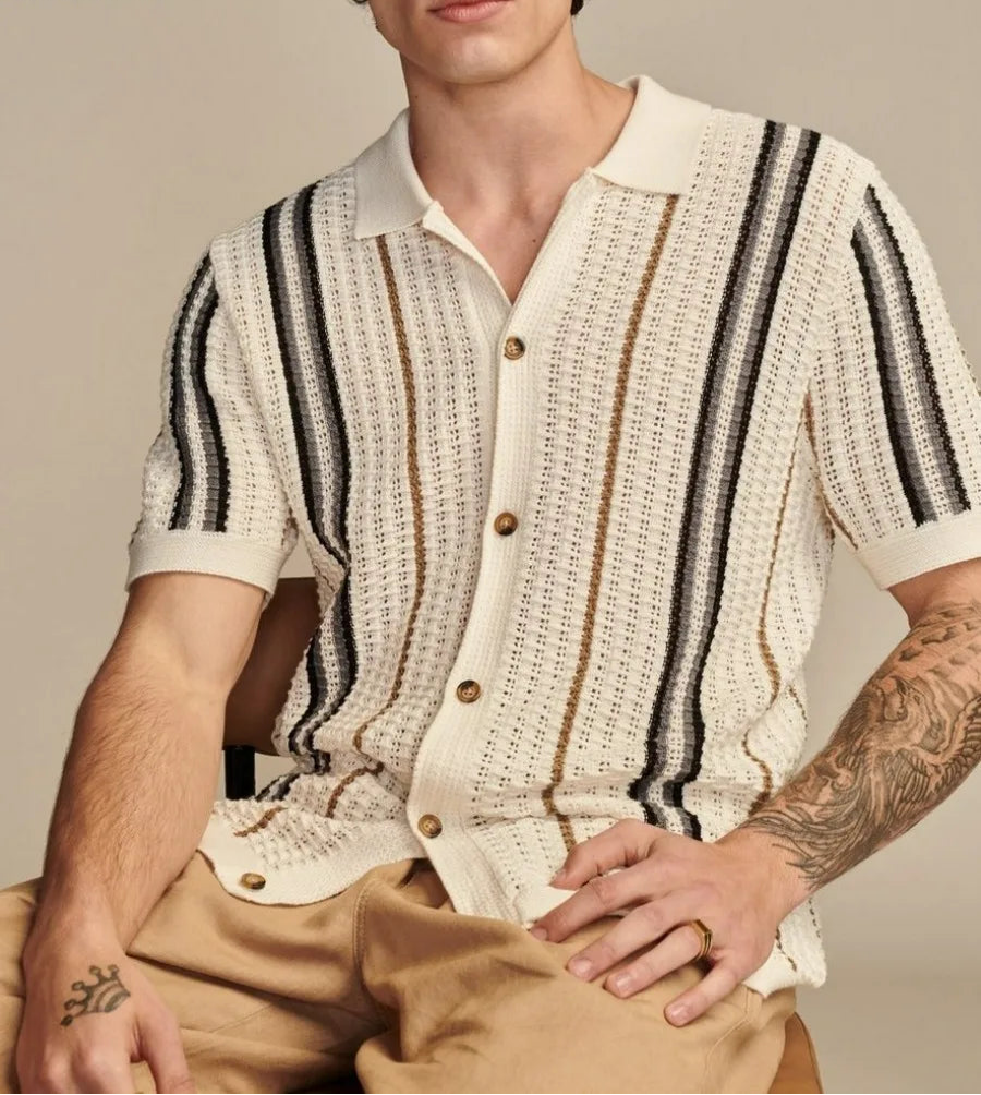 Men's Striped Short-Sleeve Shirt Minha loja