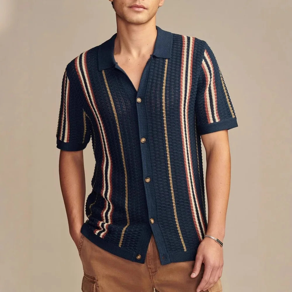 Men's Striped Short-Sleeve Shirt Minha loja
