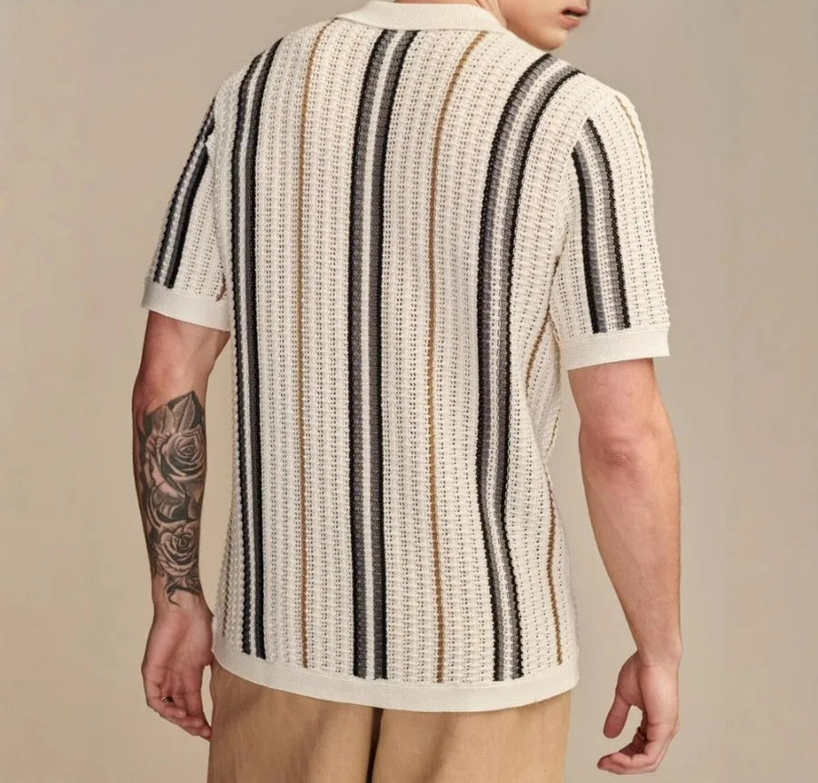 Men's Striped Short-Sleeve Shirt Minha loja