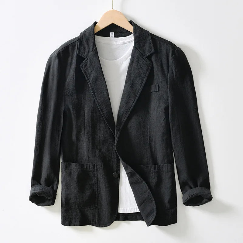 Men's Cotton Linen Longline Blazer Minha loja
