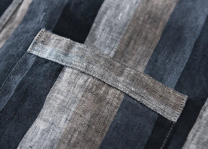 Men's Casual Striped Linen Shirt Minha loja