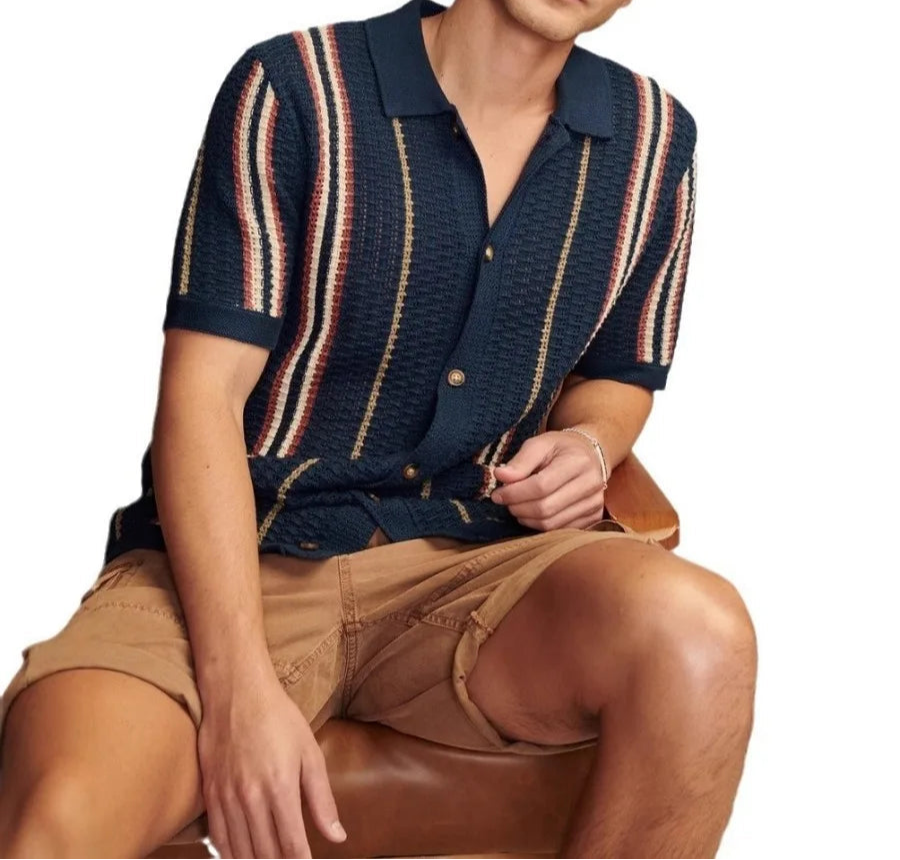 Men's Striped Short-Sleeve Shirt Minha loja