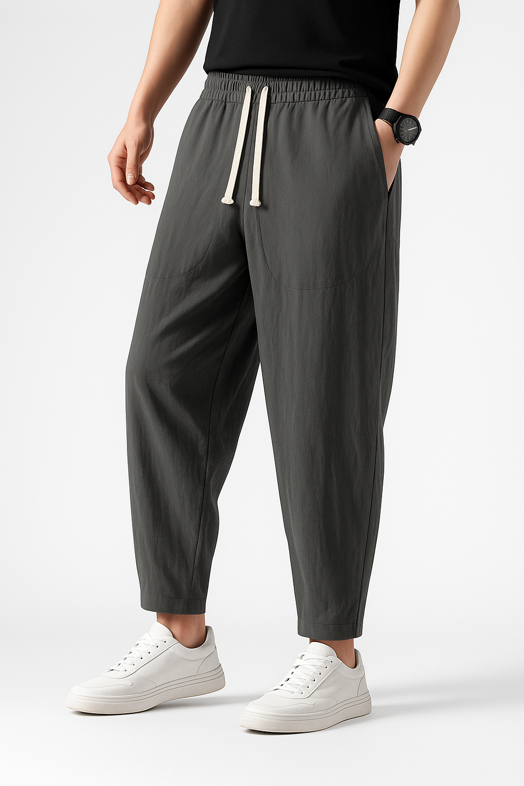 Trousers men's casual cotton-linho