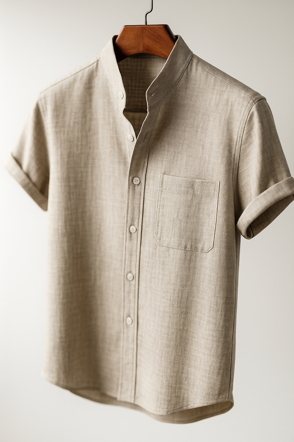 Men's Collarless Printed Travel Shirt Minha loja