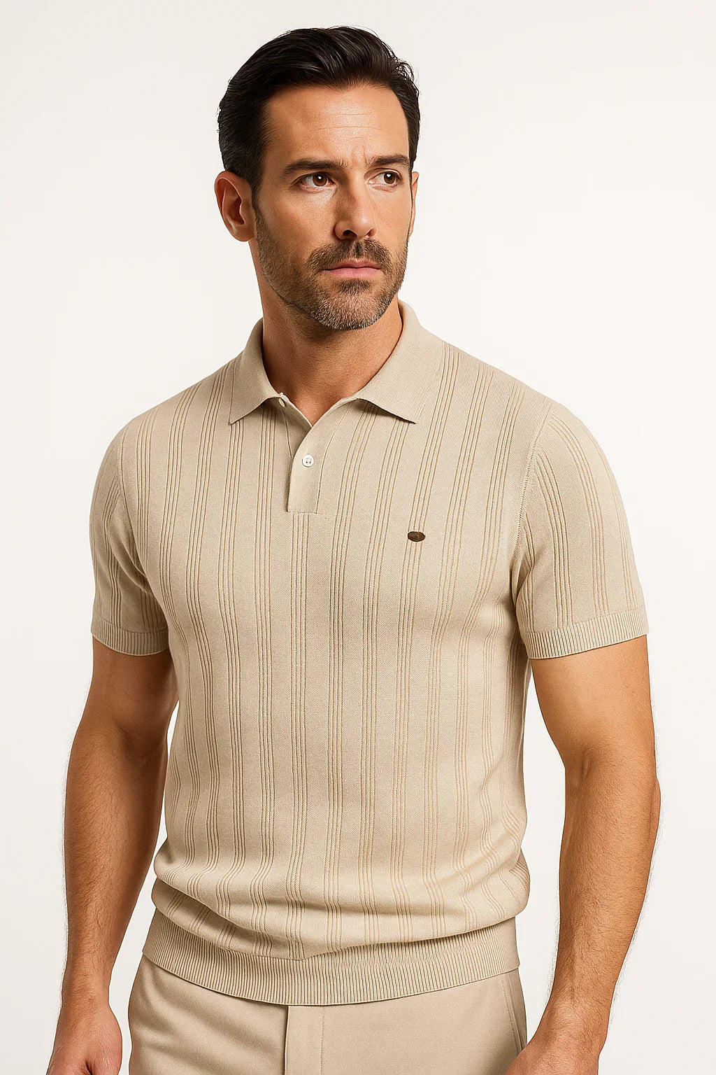 Men’s Wool Polo Sweater FlowBorder