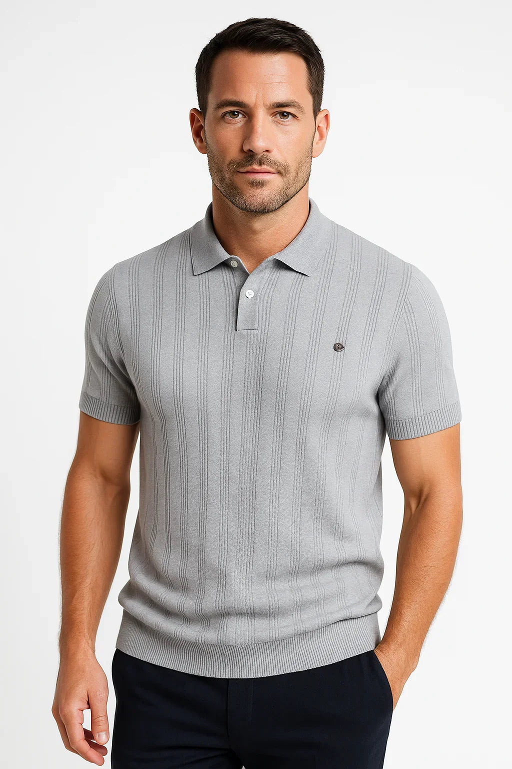 Men’s Wool Polo Sweater FlowBorder