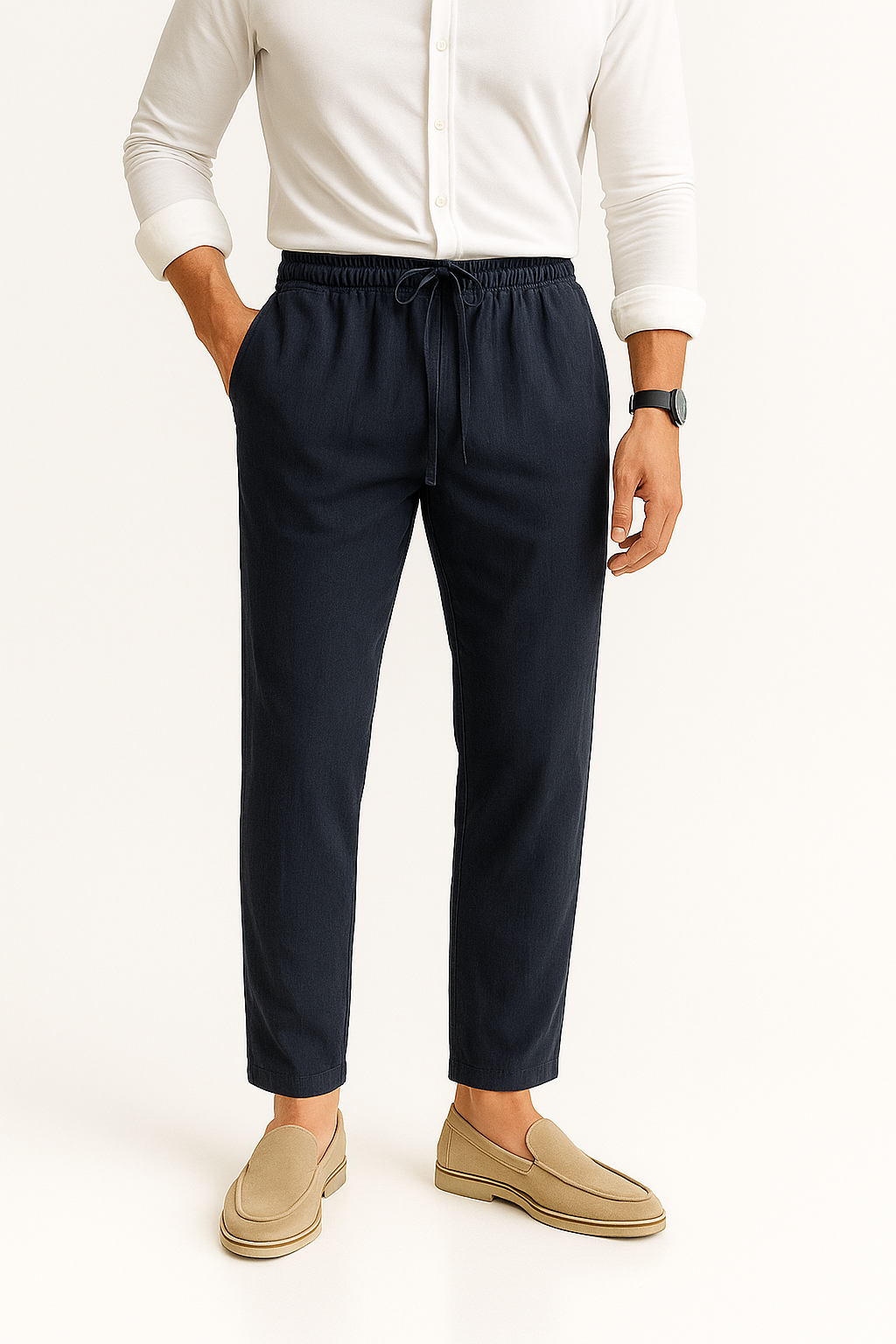 Men's Stylish Linen Trousers Slim Fit Summer Comfort