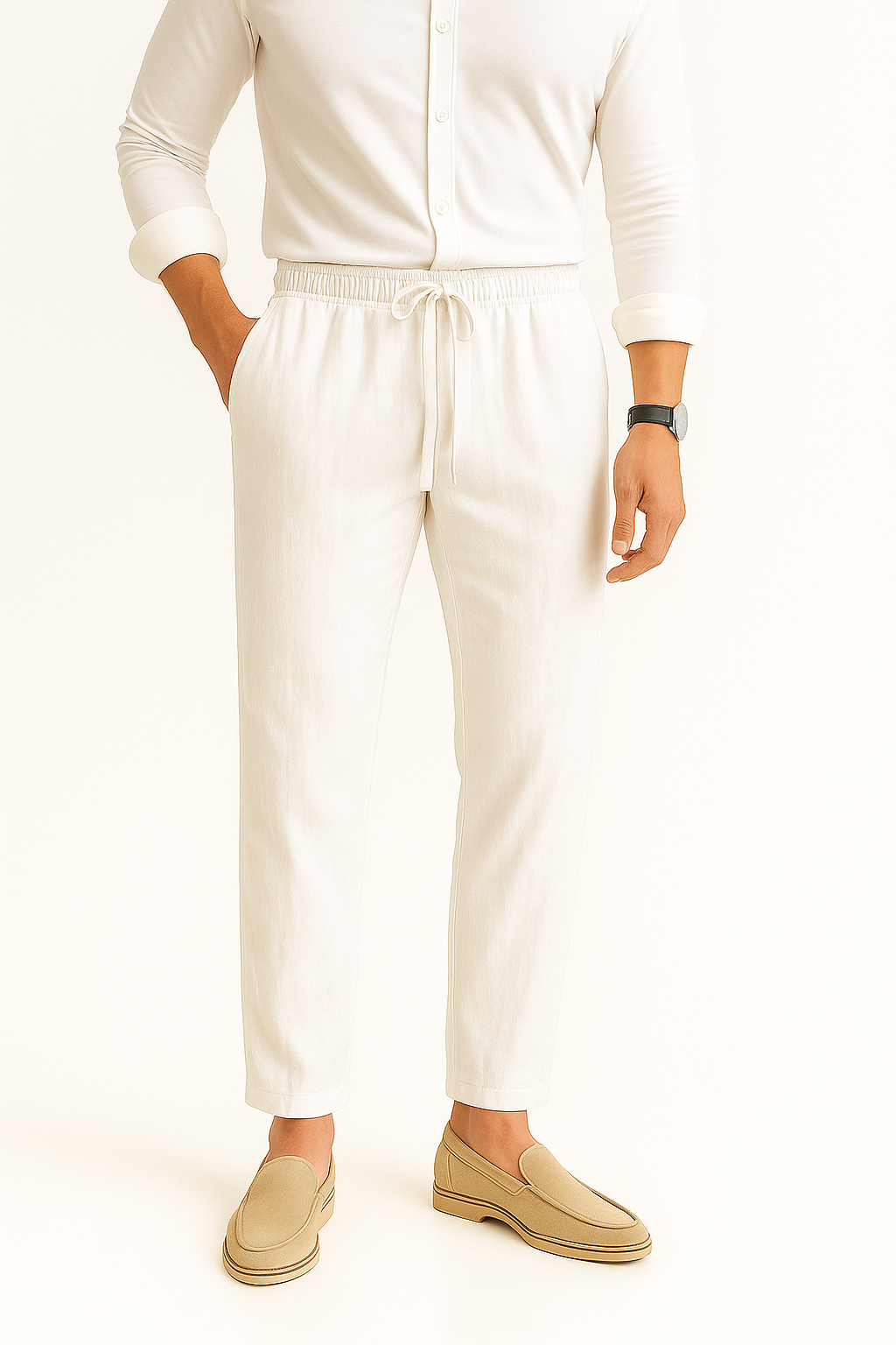 Men's Stylish Linen Trousers Slim Fit Summer Comfort