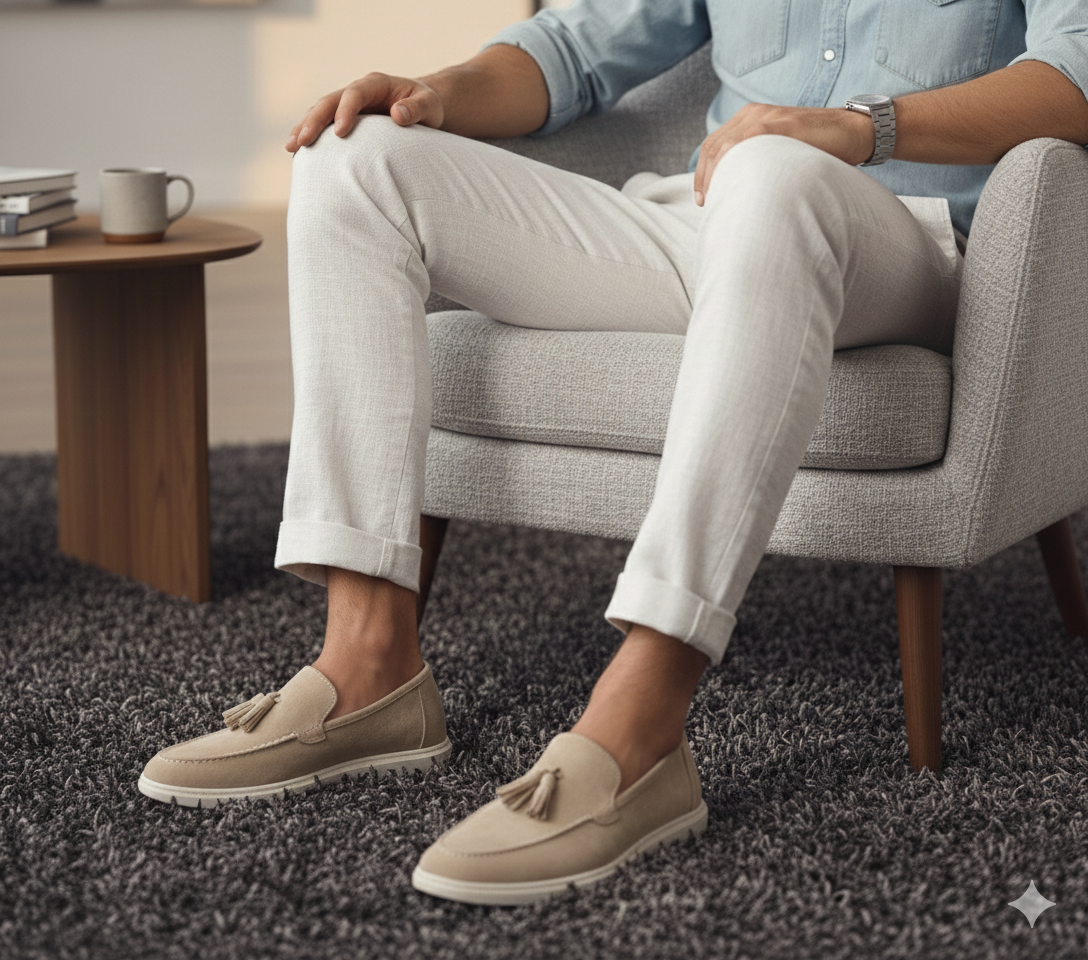 Leather Fringe Slip-on Shoes