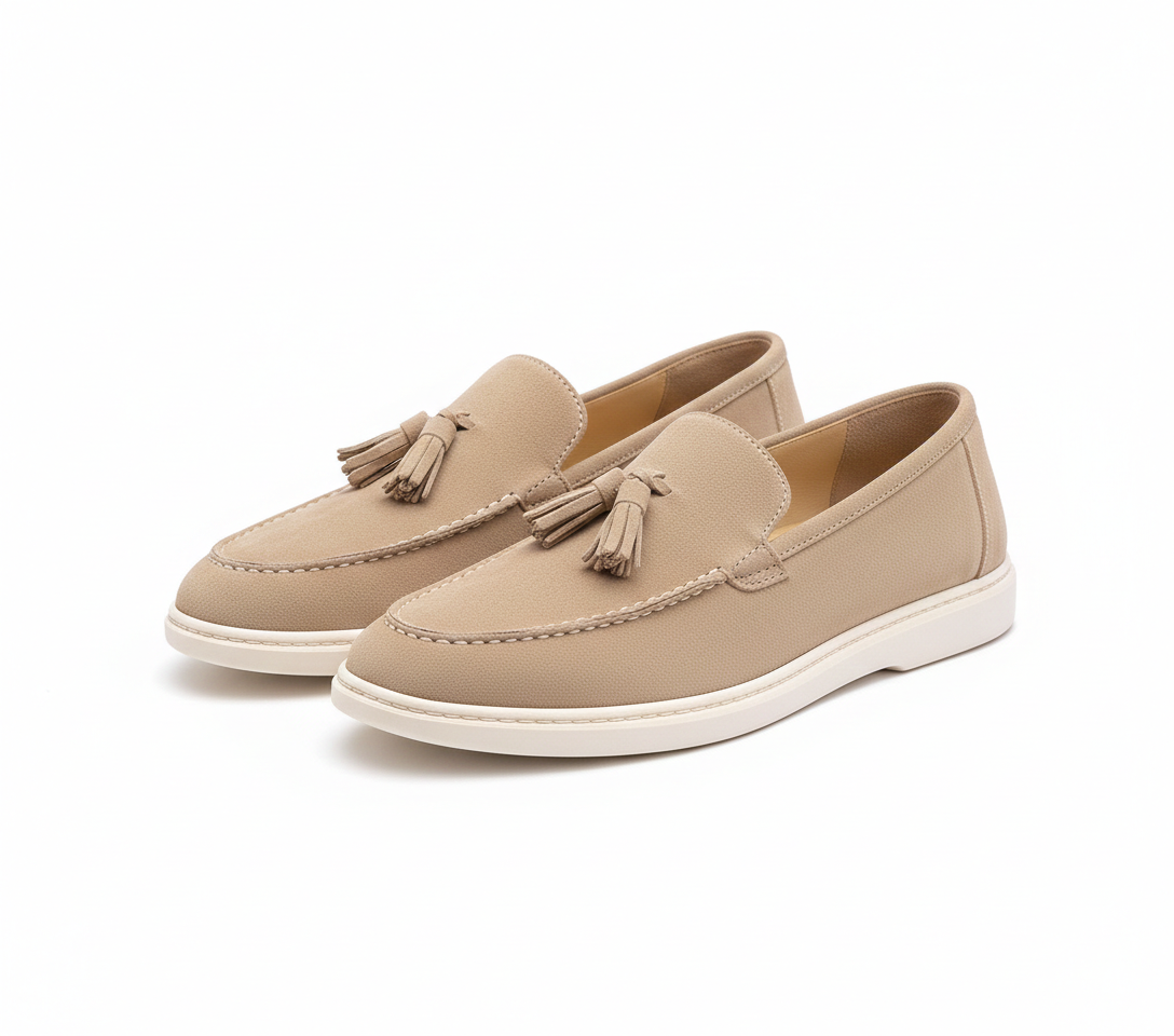 Leather Fringe Slip-on Shoes