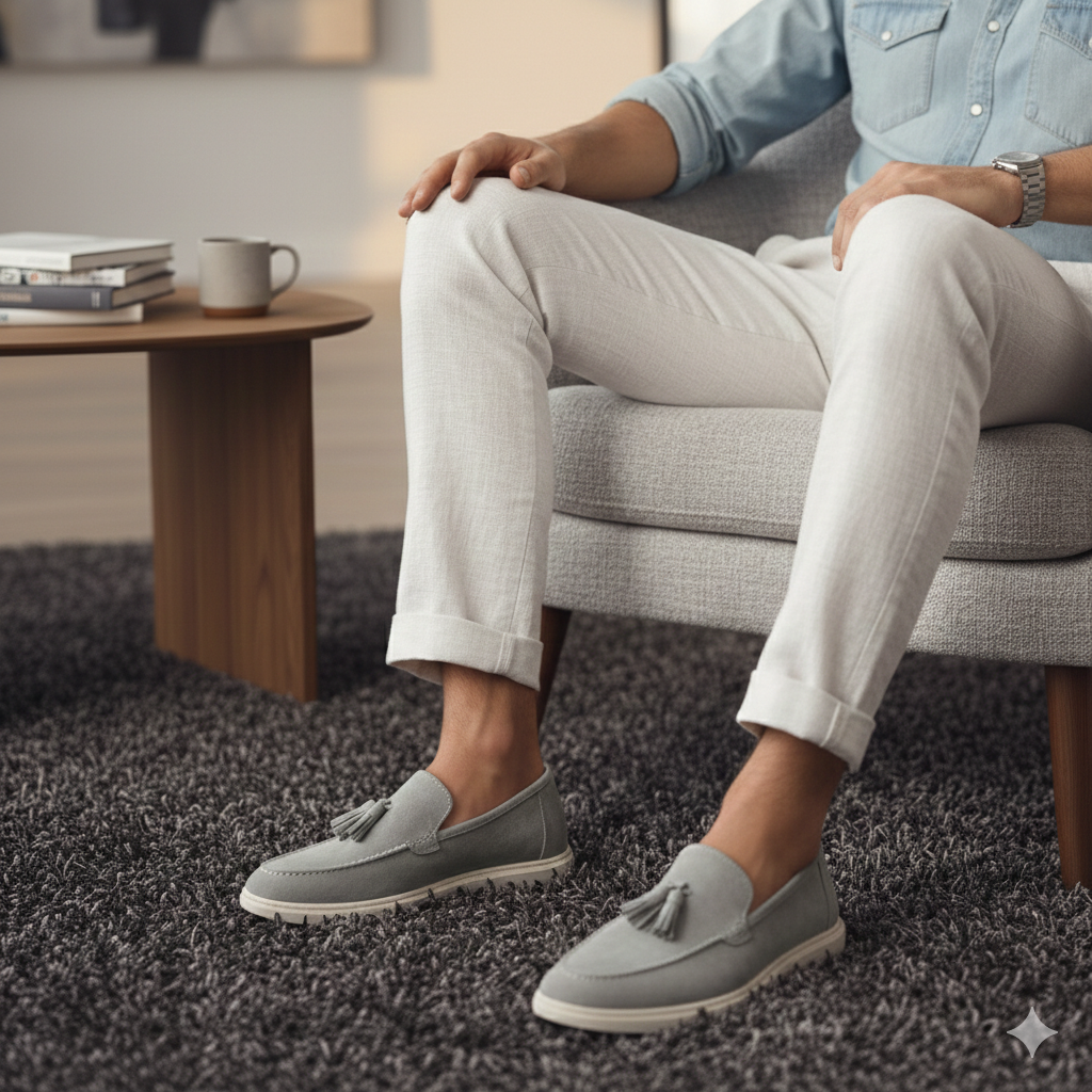 Leather Fringe Slip-on Shoes