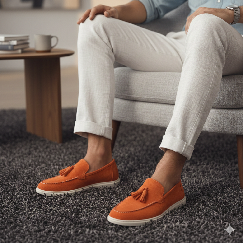 Leather Fringe Slip-on Shoes