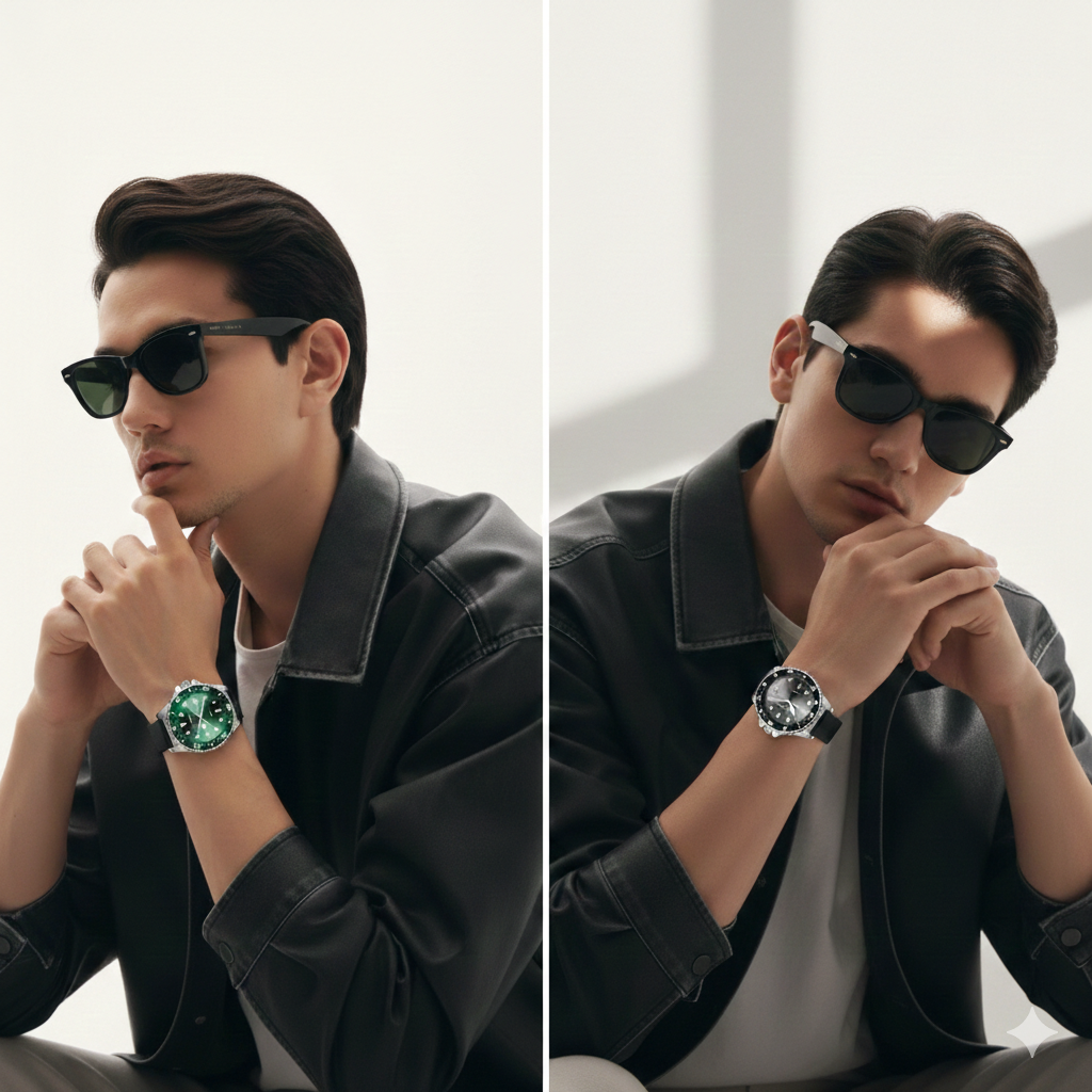 Customized Schedule Dark Green Shadowproof Men's Timepiece