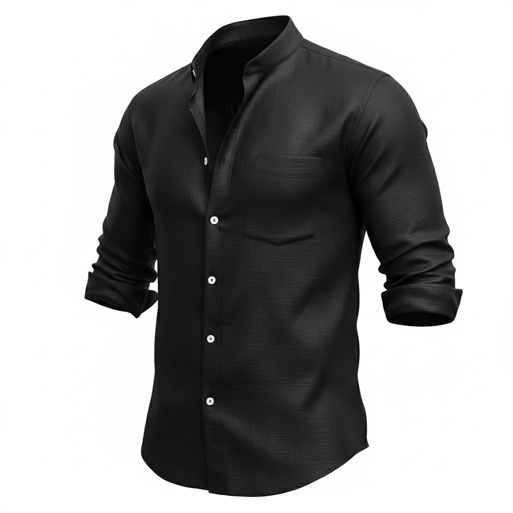 Men's Casual Cotton Linen Solid Shirt For Youth