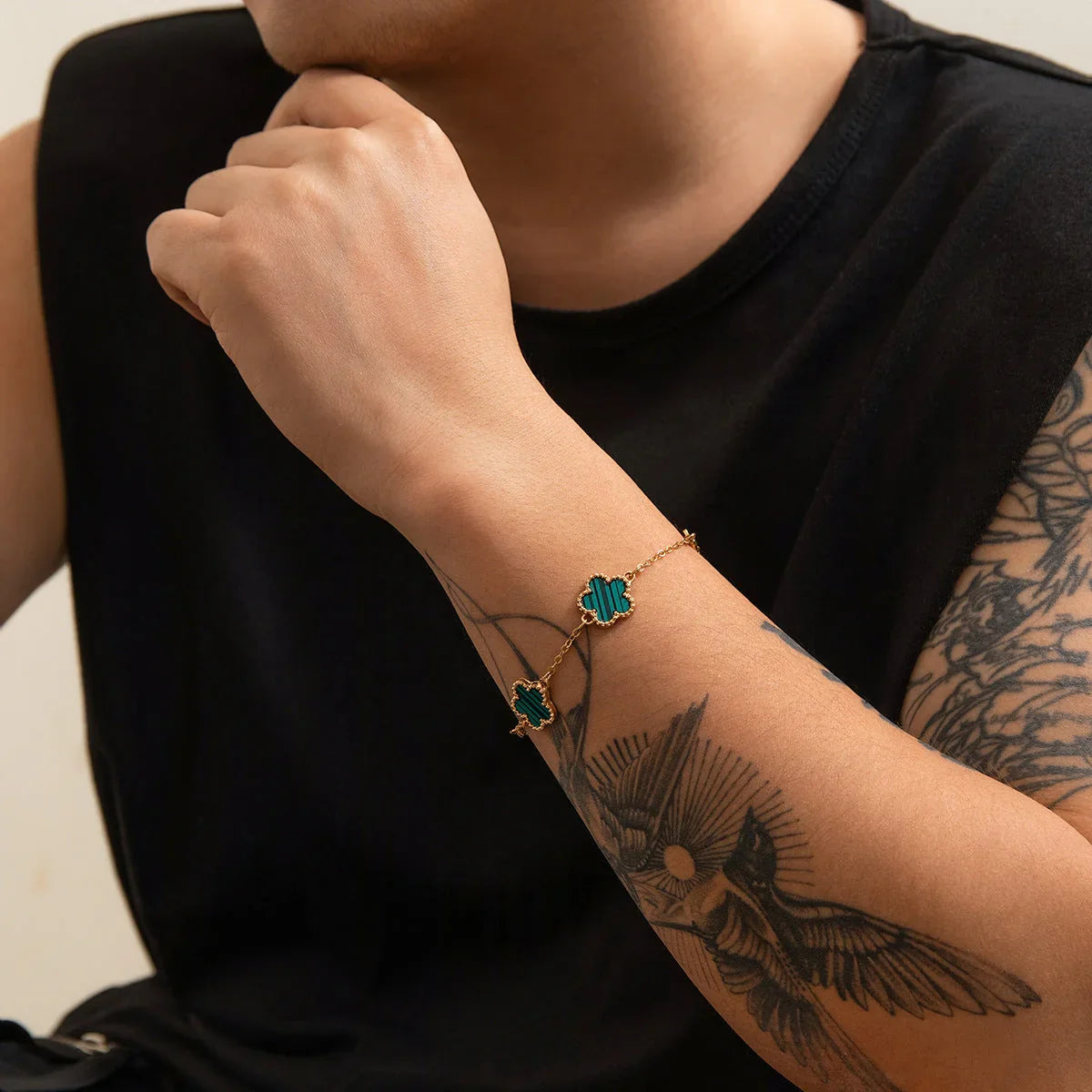 Men's Five-Leaf Flower Bracelet FlowBorder