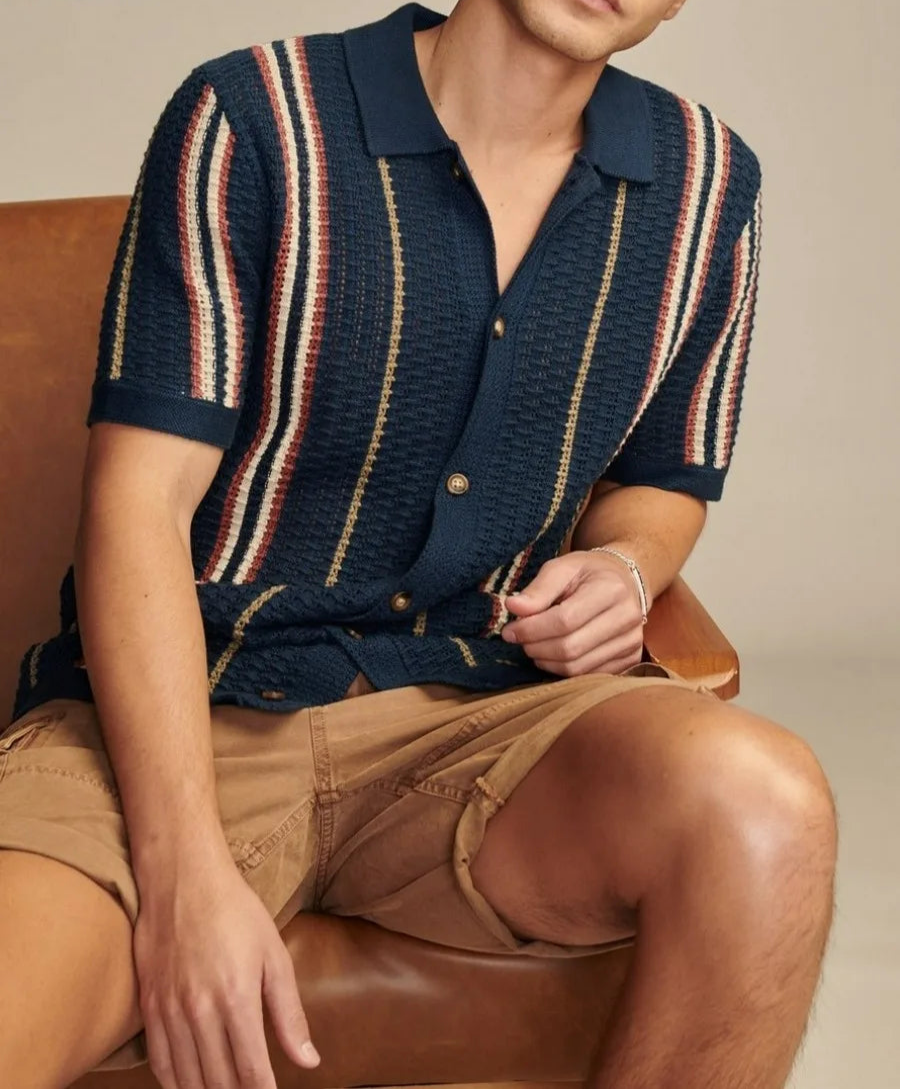 Men's Striped Short-Sleeve Shirt Minha loja