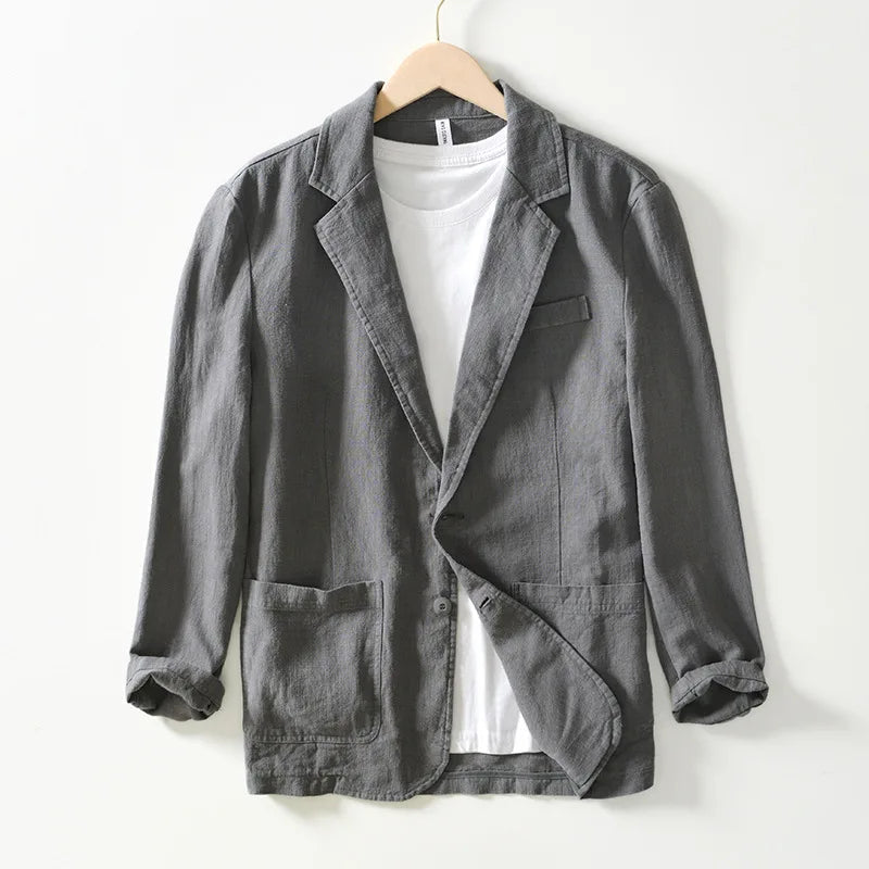 Men's Cotton Linen Longline Blazer Minha loja