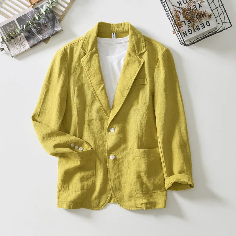 Men's Cotton Linen Longline Blazer Minha loja