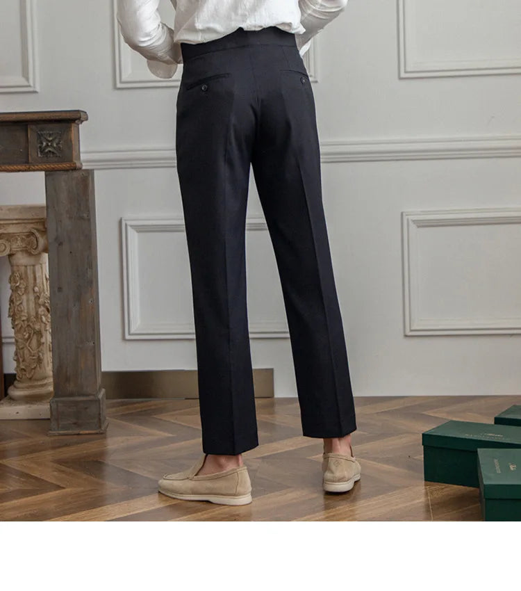 Men's Slim Fit Nine-Point Suit Trousers Minha loja