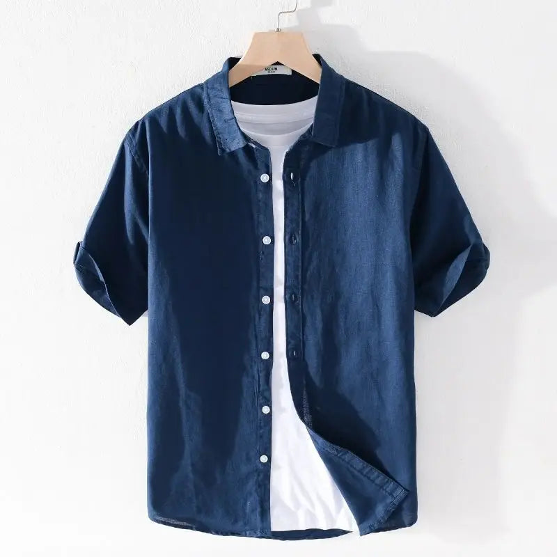 Men's Breathable Cotton Linen Shirt Minha loja