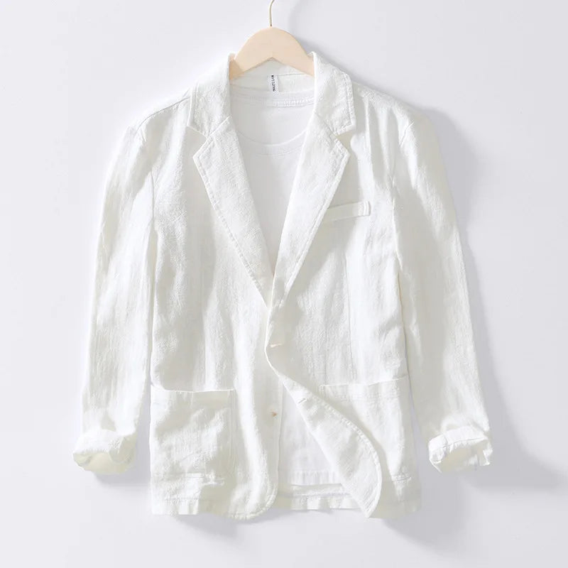 Men's Cotton Linen Longline Blazer Minha loja