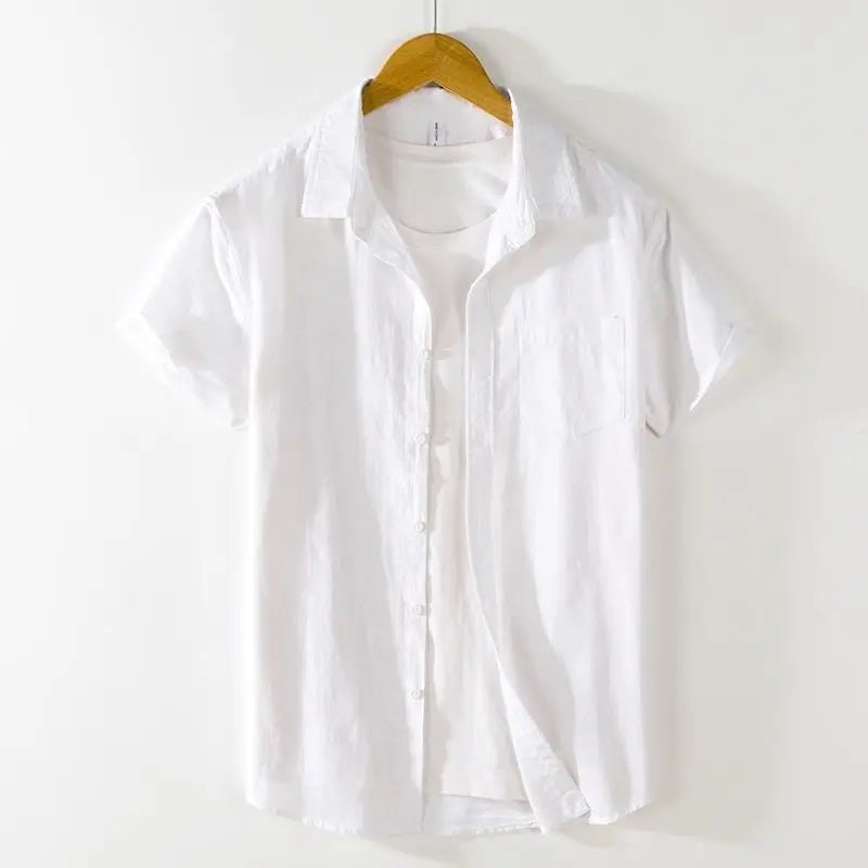 Men's Breathable Cotton Linen Shirt Minha loja