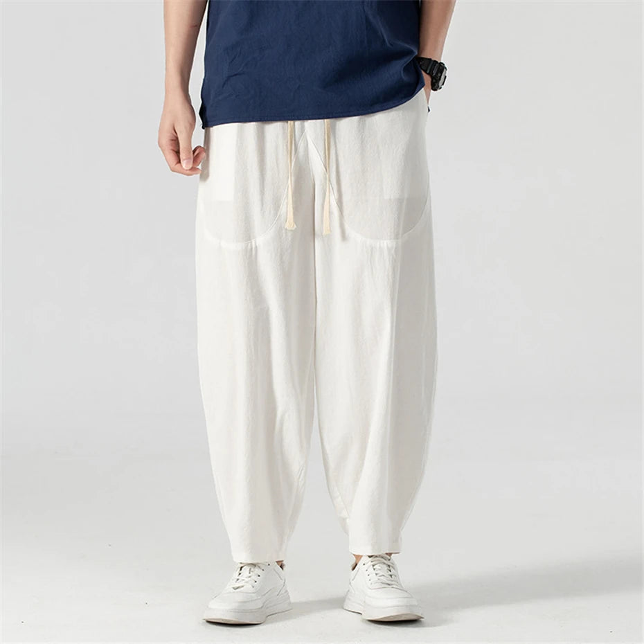 Men's Casual Cotton-Linen Trousers Minha loja