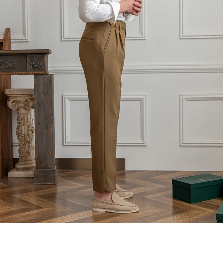 Men's Slim Fit Nine-Point Suit Trousers Minha loja